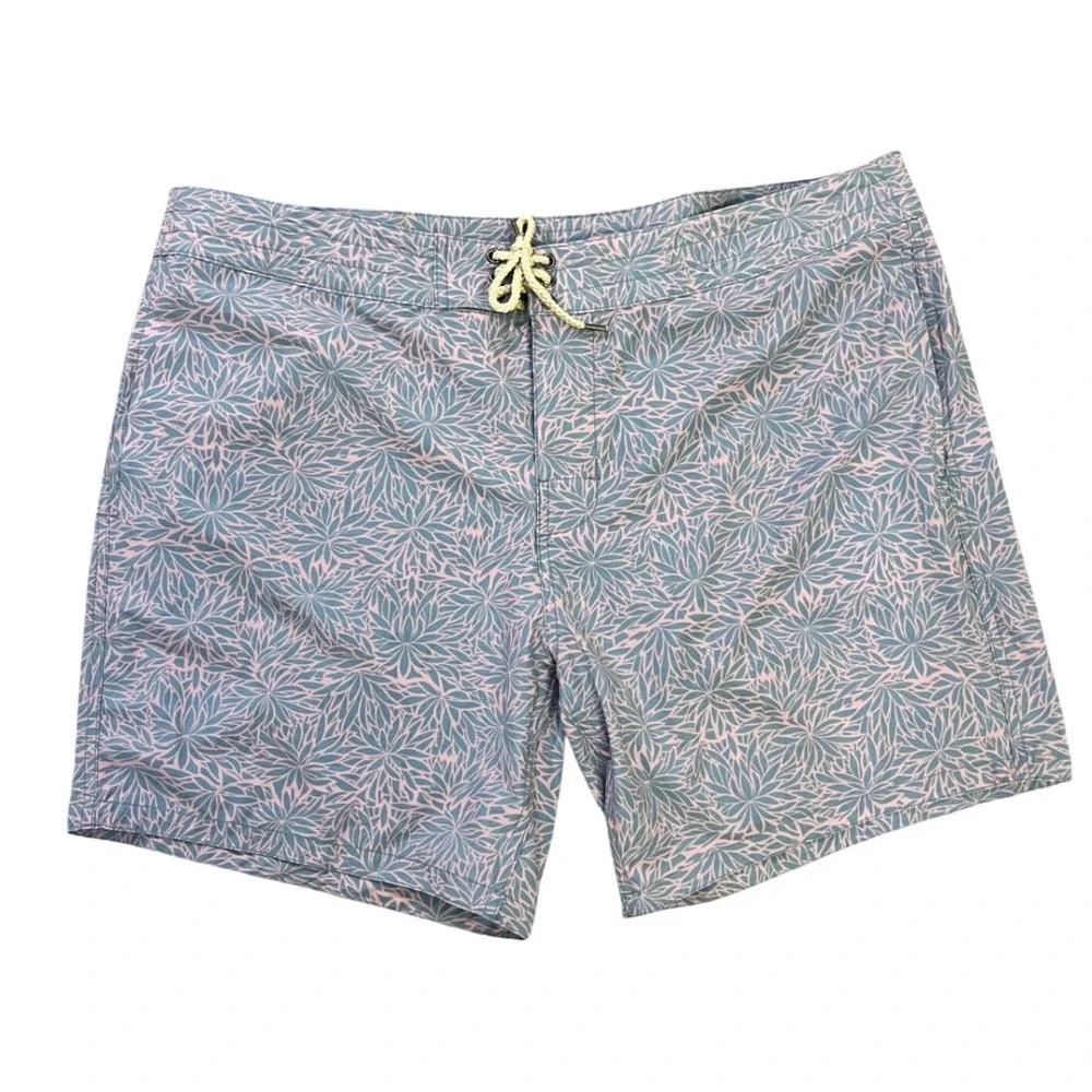 Faherty Mens Blue‎ Pink Floral Sunburst Board Shorts Swim Trunks Size 40